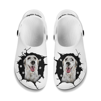 English Setter - 3D Graphic Custom Name Crocs Shoes