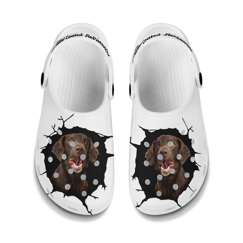 Flat Coated Retriever - 3D Graphic Custom Name Crocs Shoes