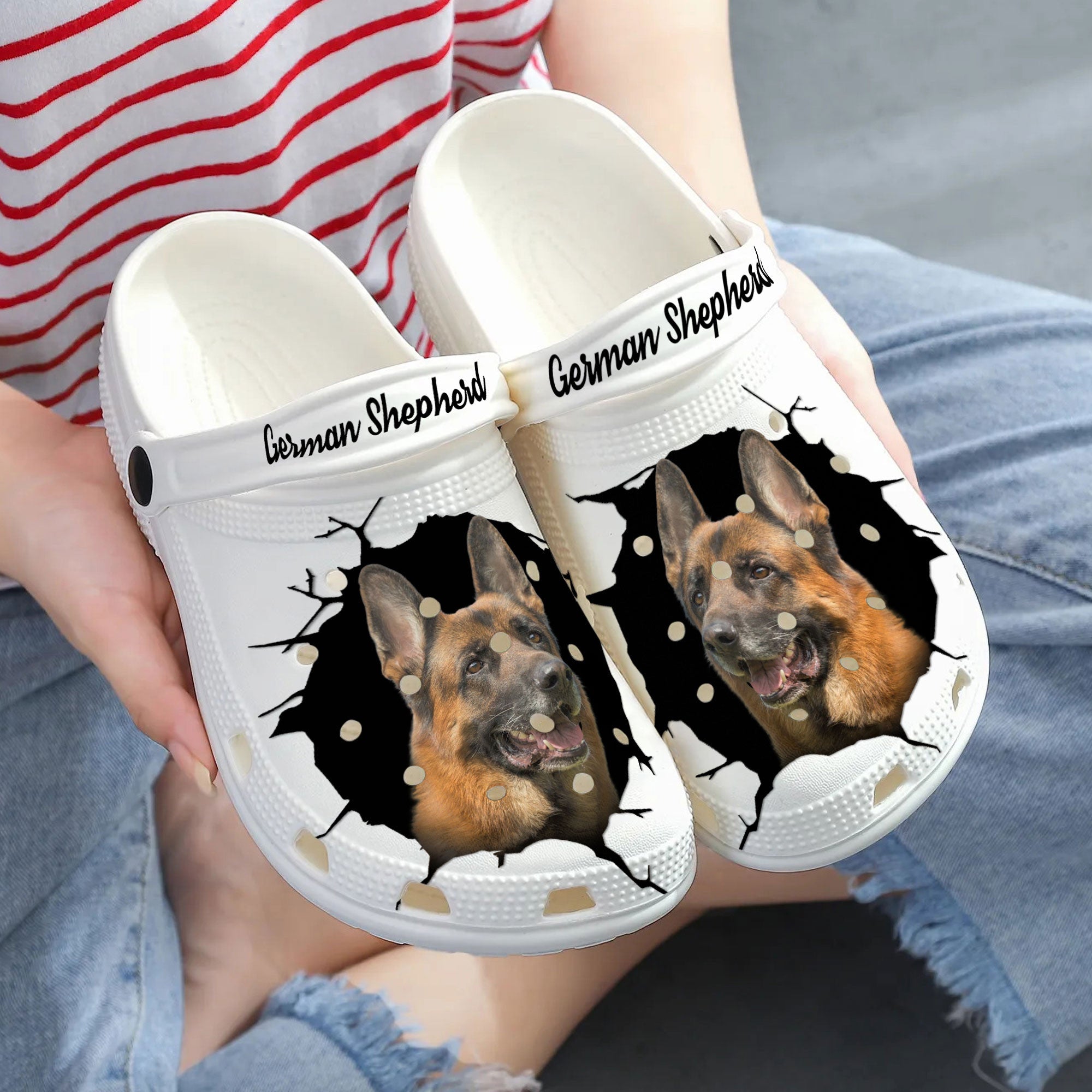 German Shepherd - 3D Graphic Custom Name Crocs Shoes