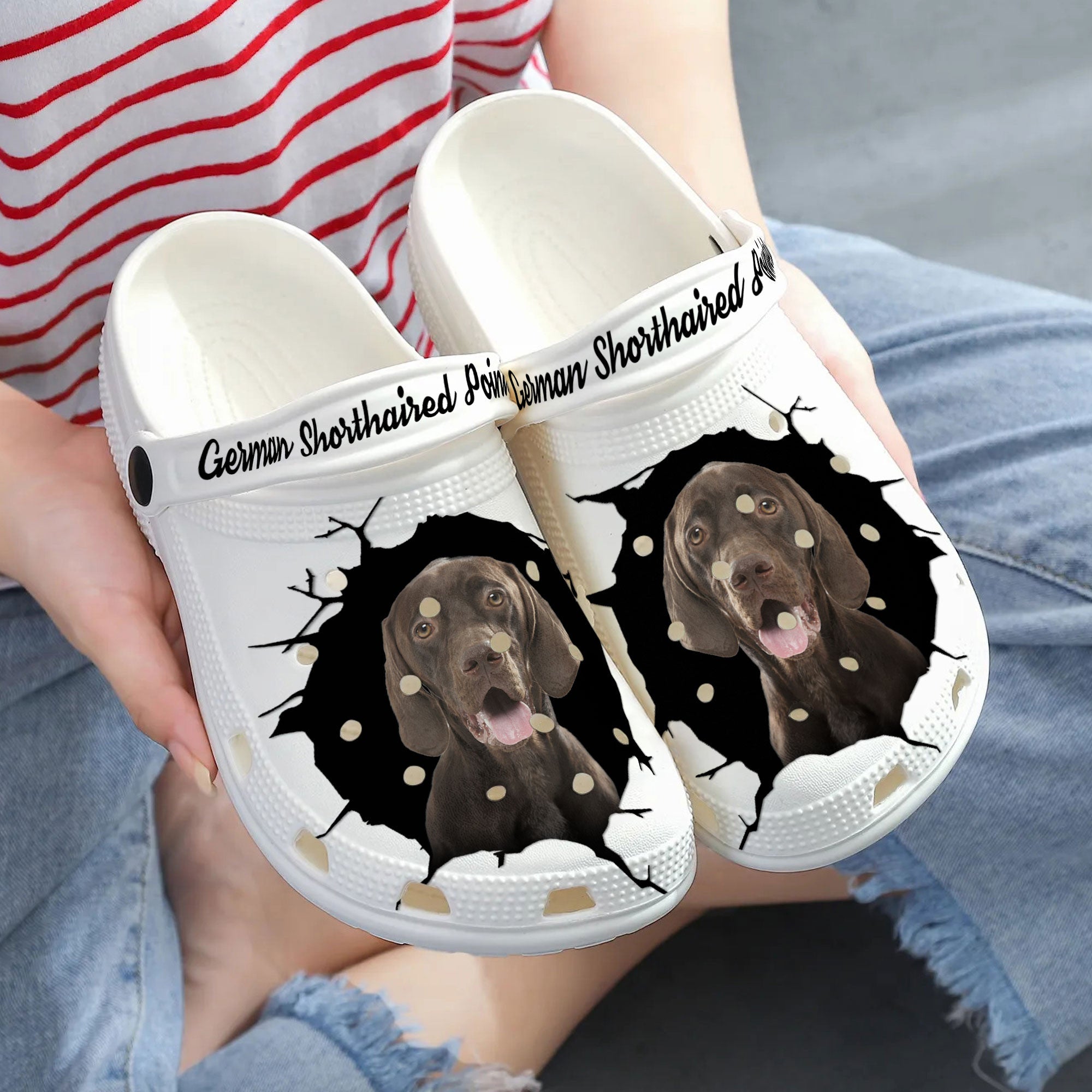 German Shorthaired Pointer - 3D Graphic Custom Name Crocs Shoes
