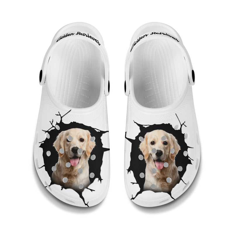 Golden Retriever - 3D Graphic Custom Name Crocs Shoes