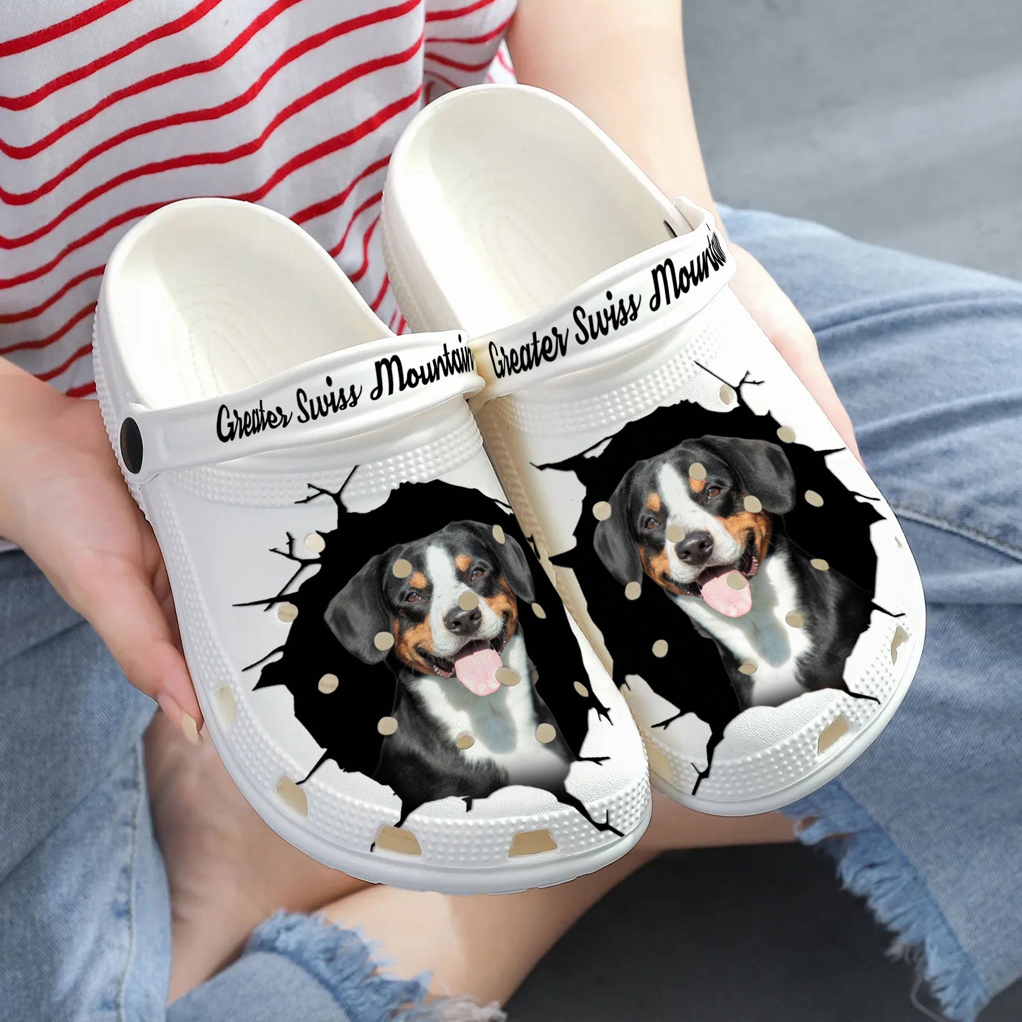 Greater Swiss Mountain - 3D Graphic Custom Name Crocs Shoes