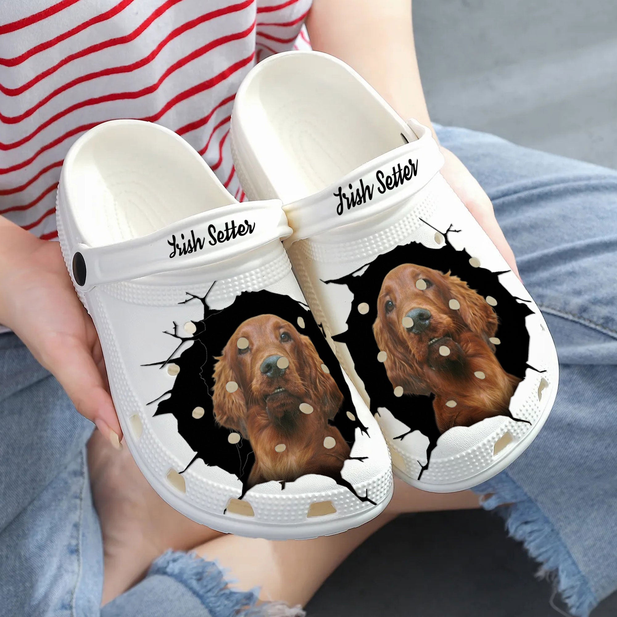 Irish Setter - 3D Graphic Custom Name Crocs Shoes