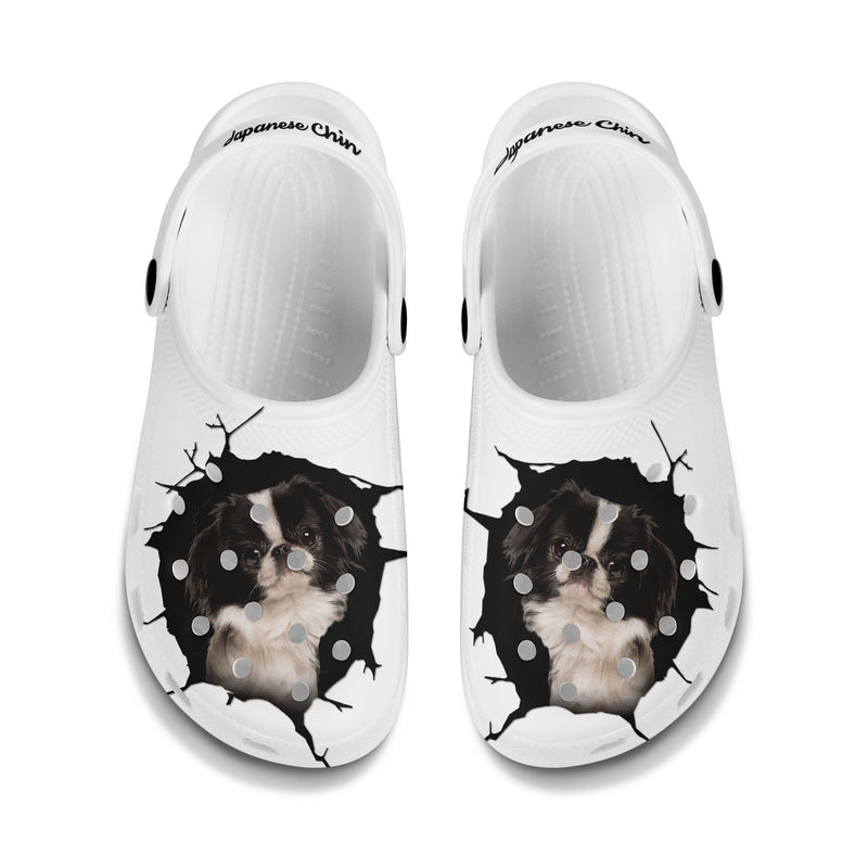 Japanese Chin - 3D Graphic Custom Name Crocs Shoes