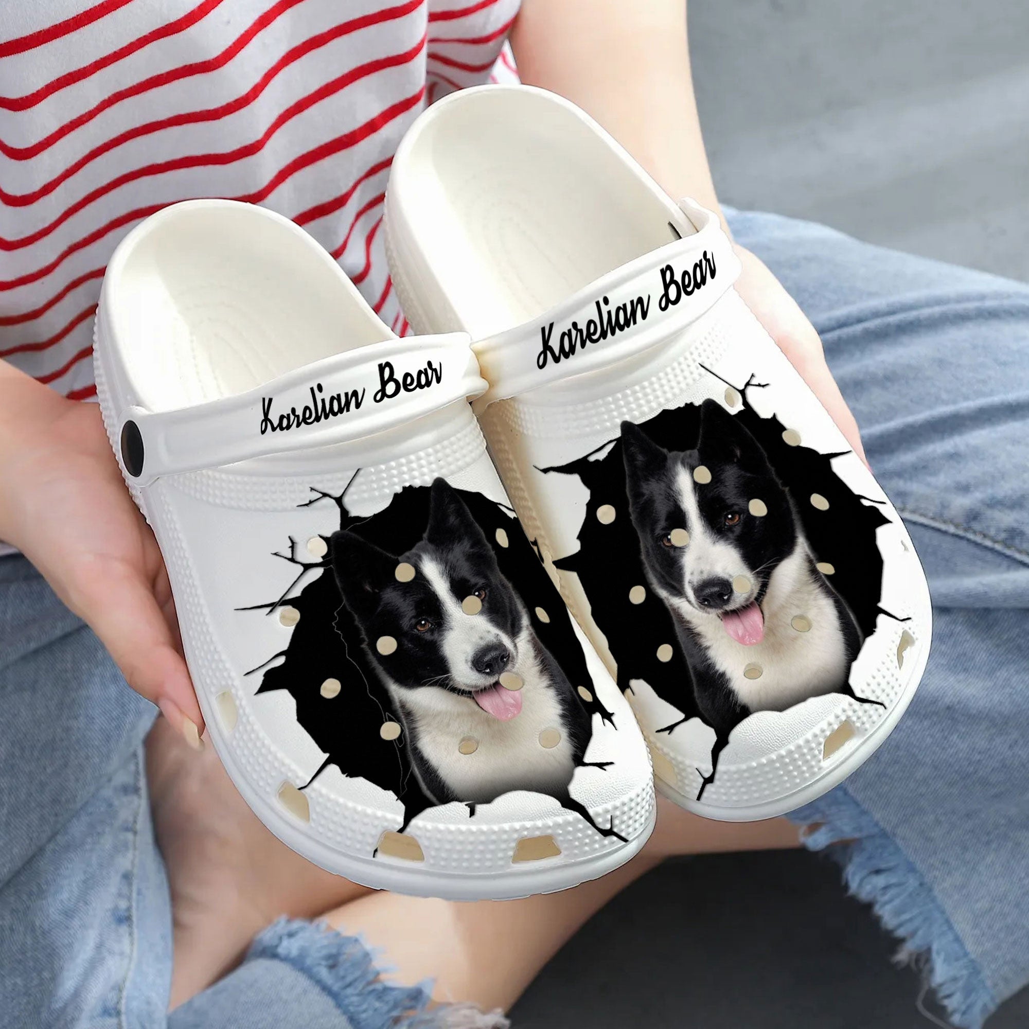 Karelian Bear Dog - 3D Graphic Custom Name Crocs Shoes