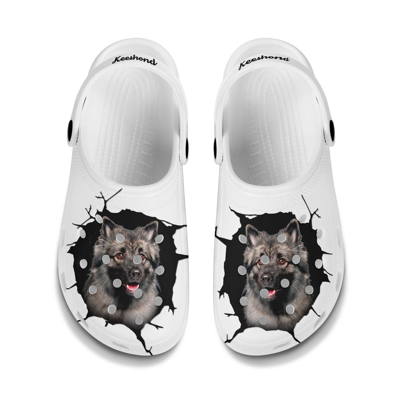 Keeshond - 3D Graphic Custom Name Crocs Shoes
