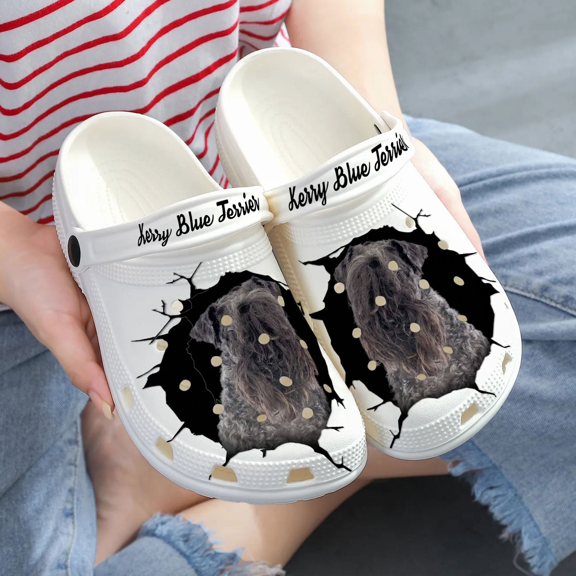 Kerry Blue Terrier - 3D Graphic Custom Name Crocs Shoes