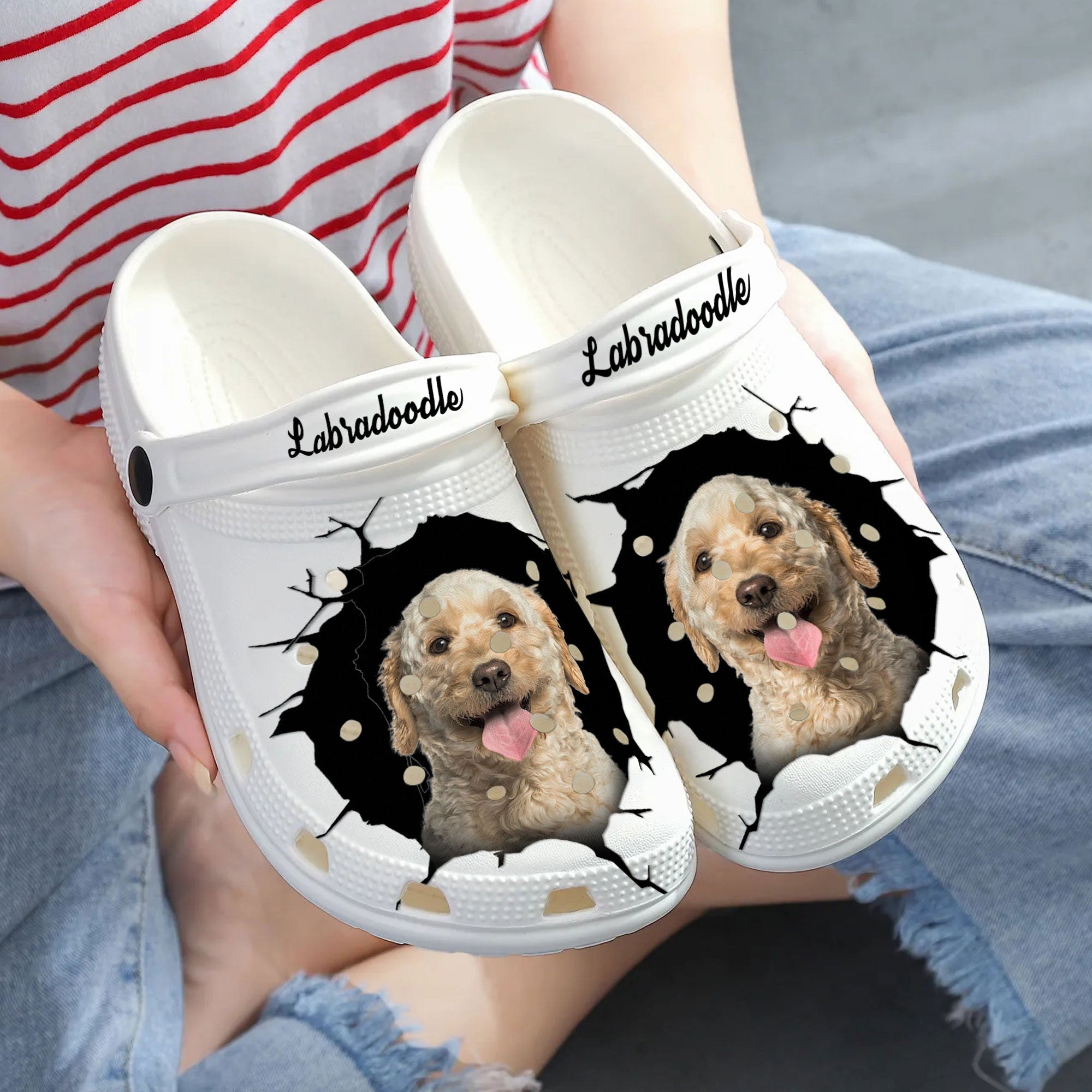 Labradoodle - 3D Graphic Custom Name Crocs Shoes