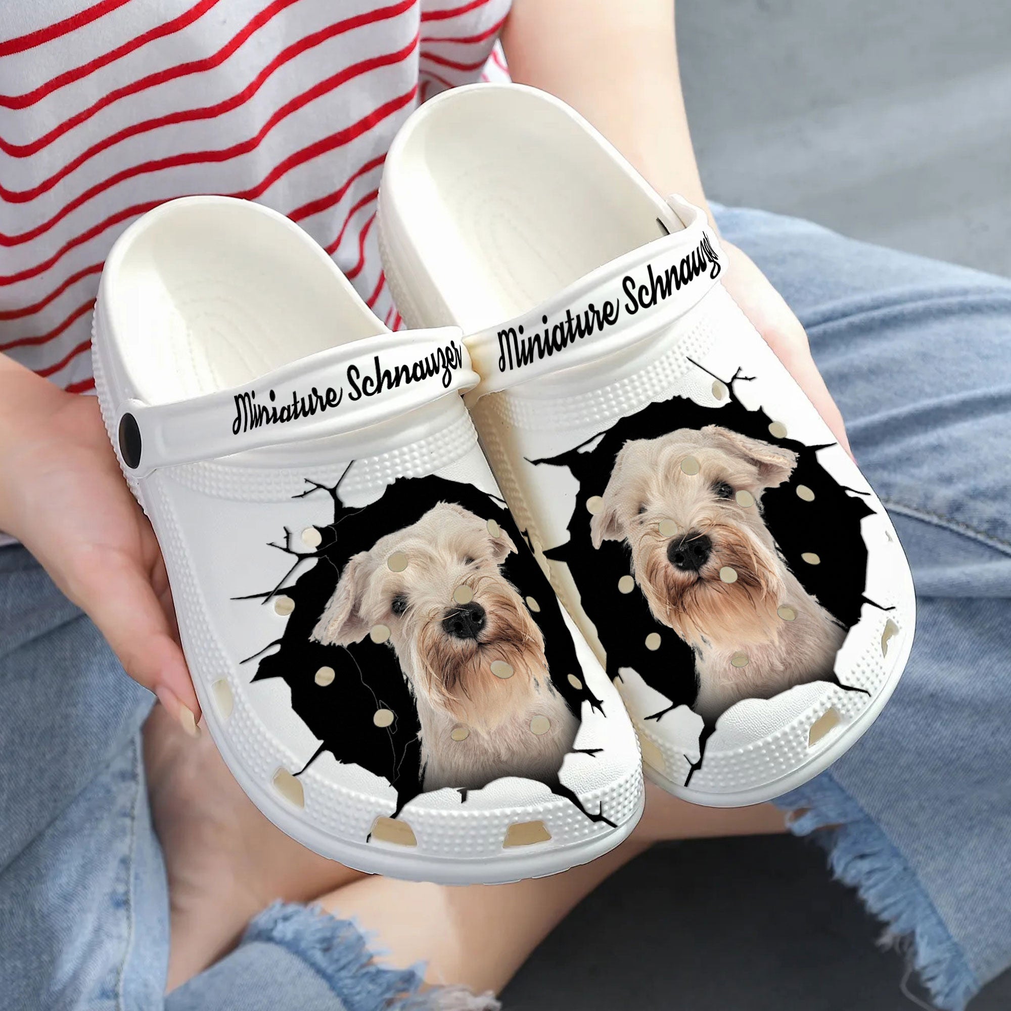 Miniature Schnauzer - 3D Graphic Custom Name Crocs Shoes