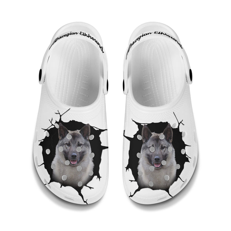 Norwegian Elkhound - 3D Graphic Custom Name Crocs Shoes