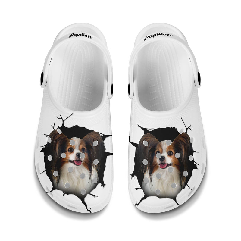 Papillon Dog - 3D Graphic Custom Name Crocs Shoes