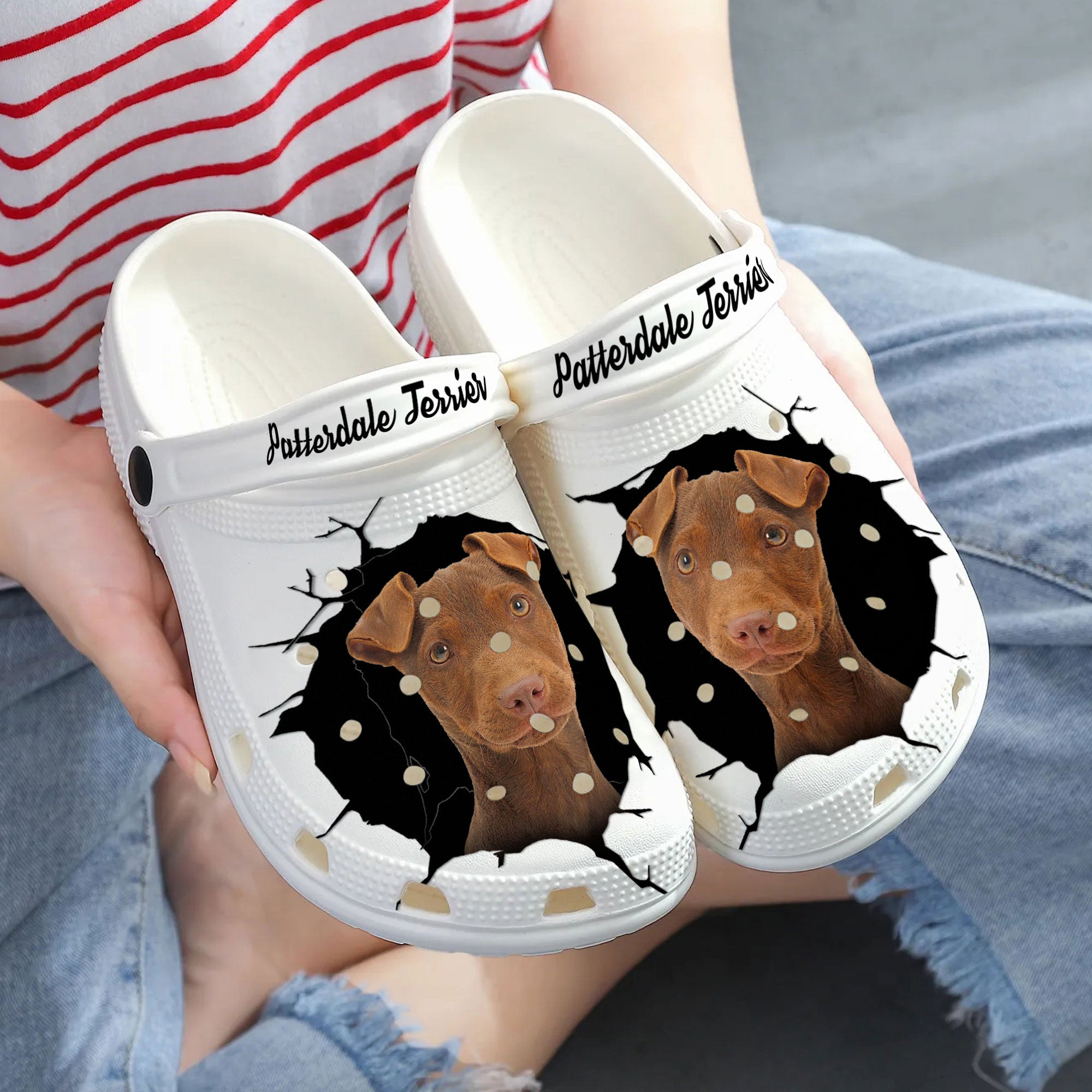 Patterdale Terrier - 3D Graphic Custom Name Crocs Shoes