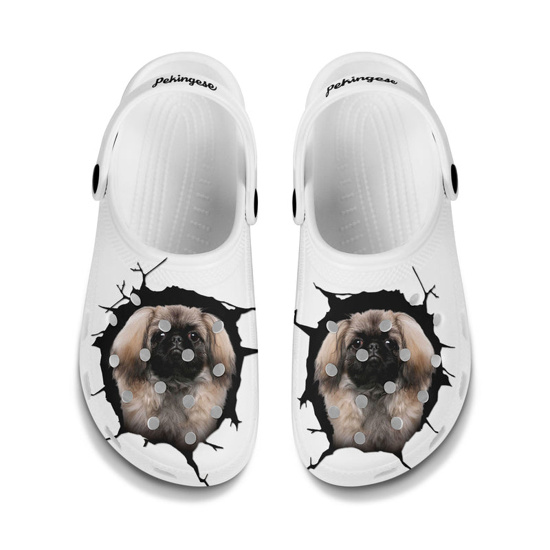 Pekingese - 3D Graphic Custom Name Crocs Shoes