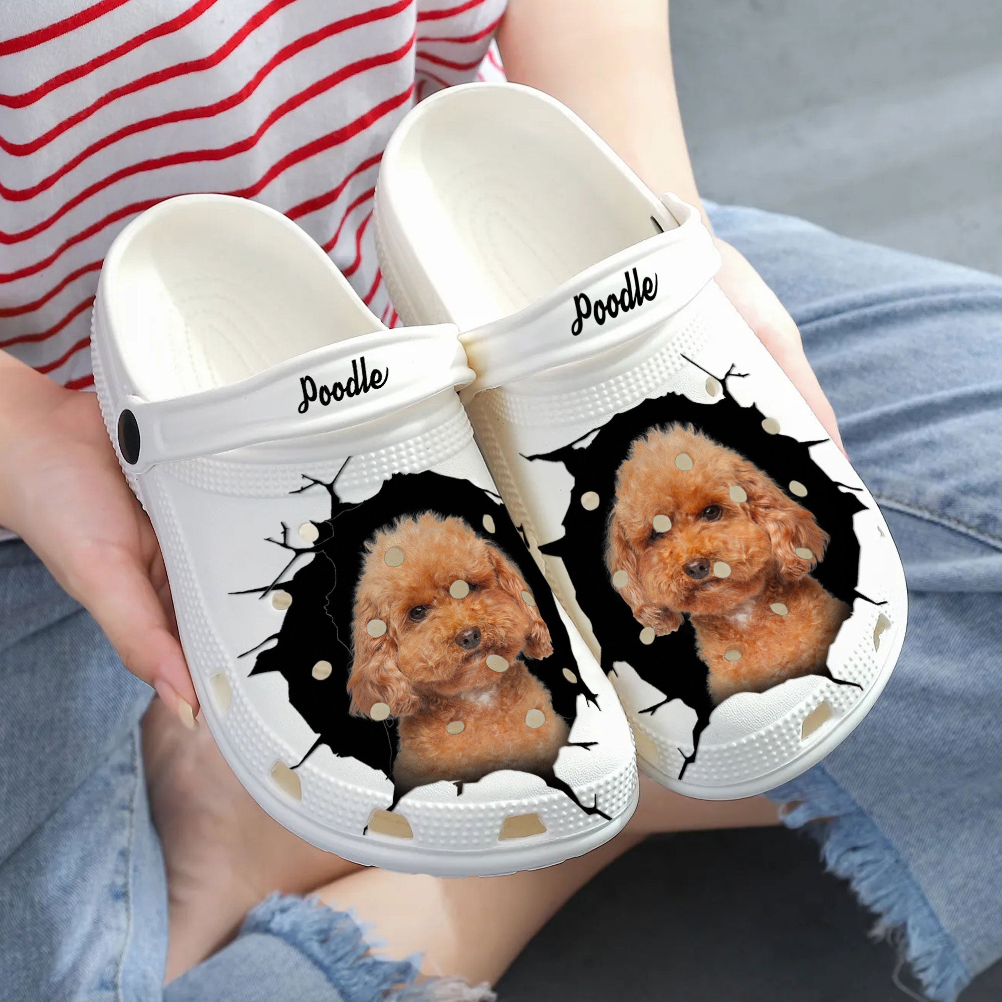 Poodle - 3D Graphic Custom Name Crocs Shoes