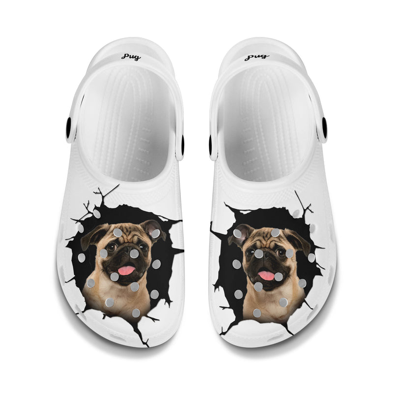 Pug - 3D Graphic Custom Name Crocs Shoes