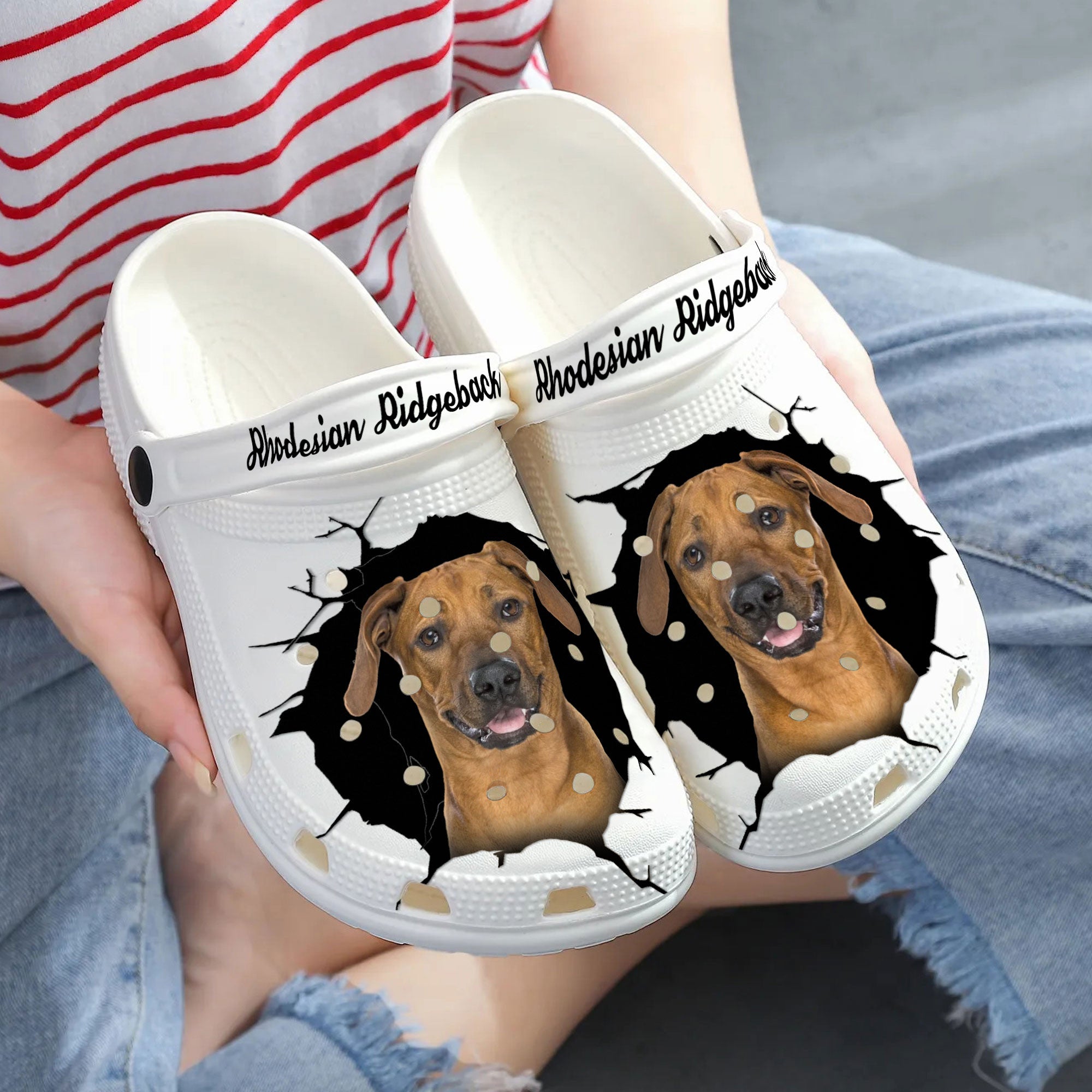 Rhodesian Ridgeback - 3D Graphic Custom Name Crocs Shoes