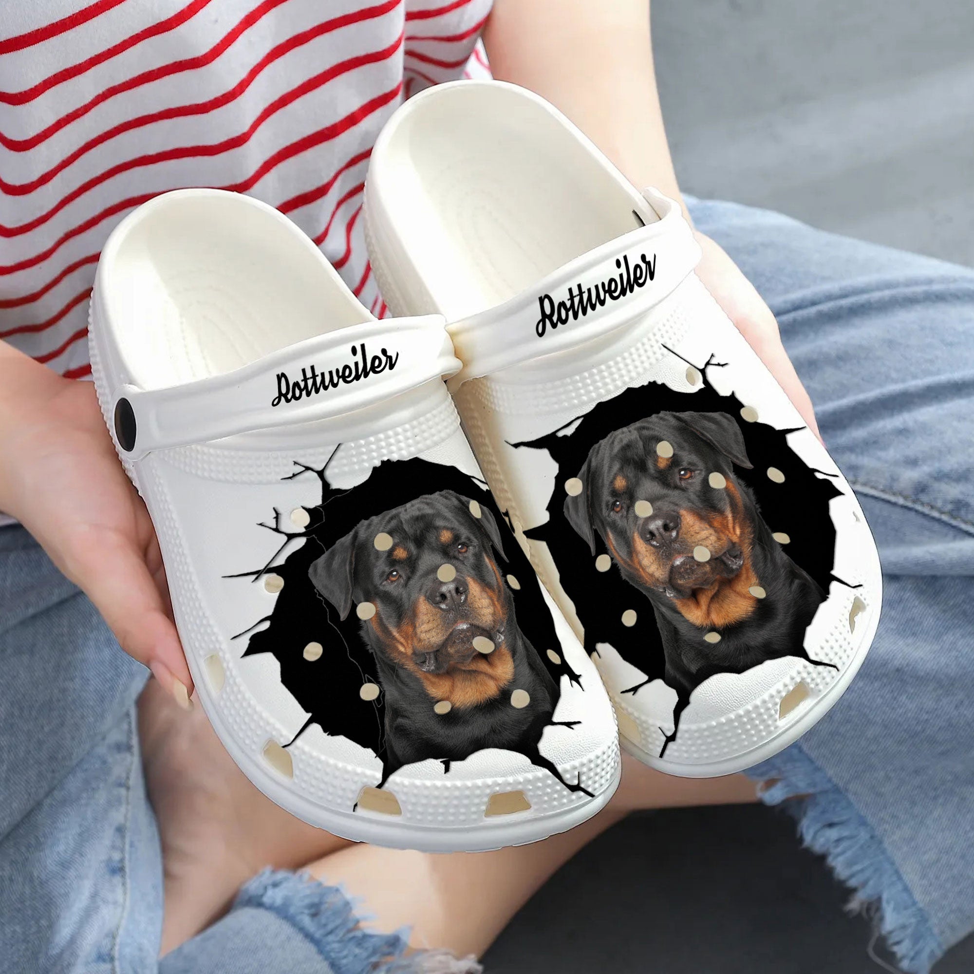 Rottweiler - 3D Graphic Custom Name Crocs Shoes