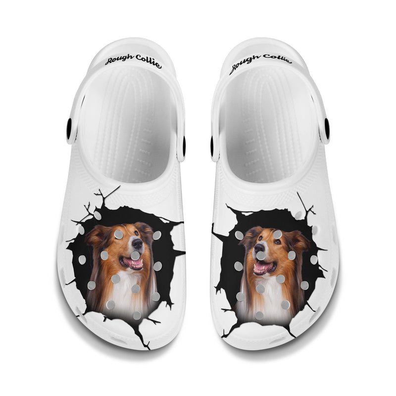 Rough Collie - 3D Graphic Custom Name Crocs Shoes