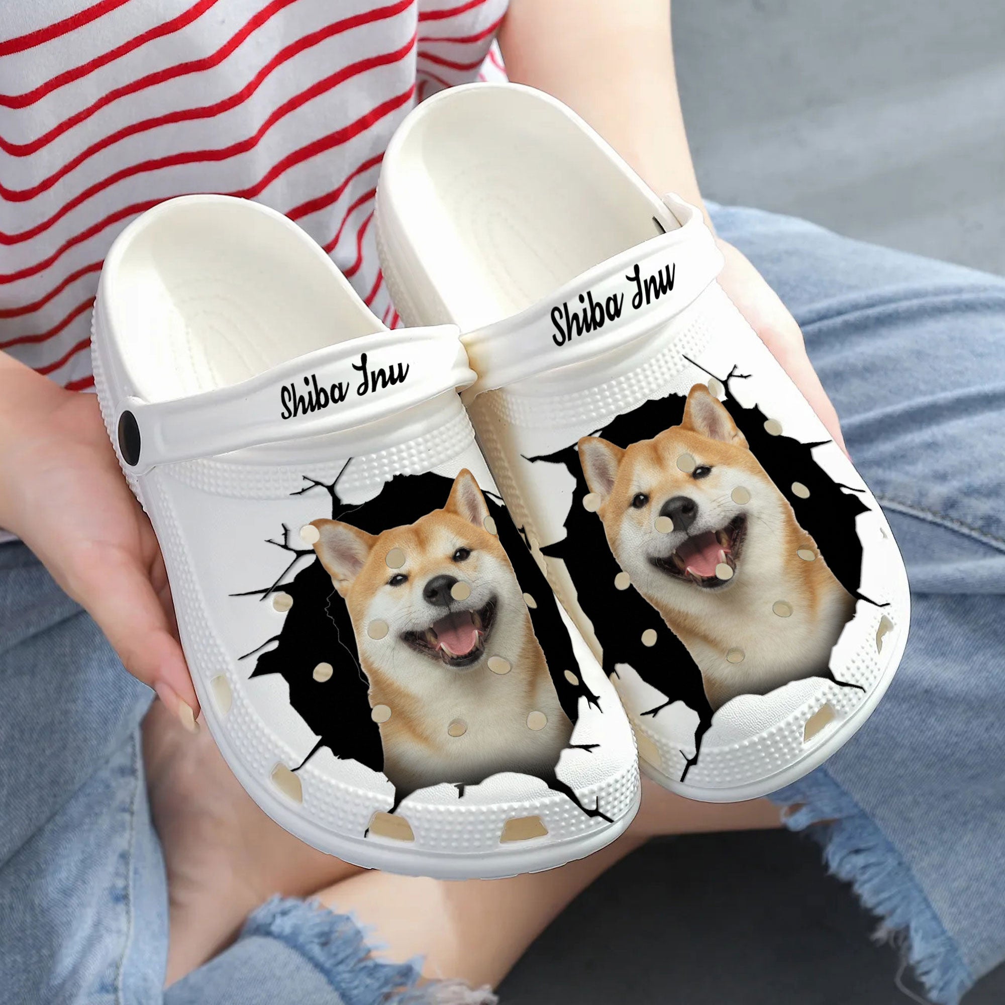 Shiba Inu - 3D Graphic Custom Name Crocs Shoes