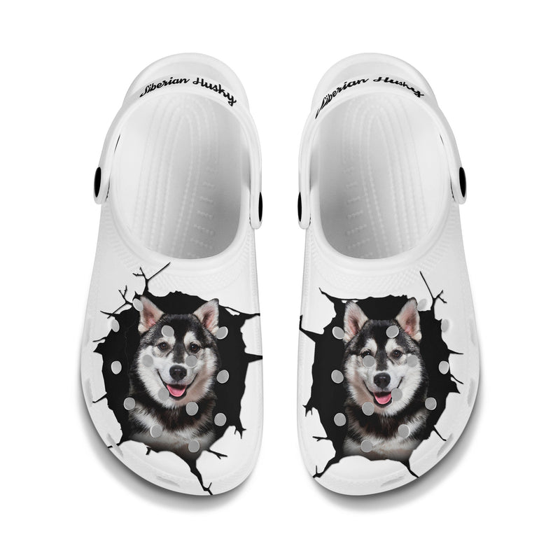 Siberian Husky - 3D Graphic Custom Name Crocs Shoes
