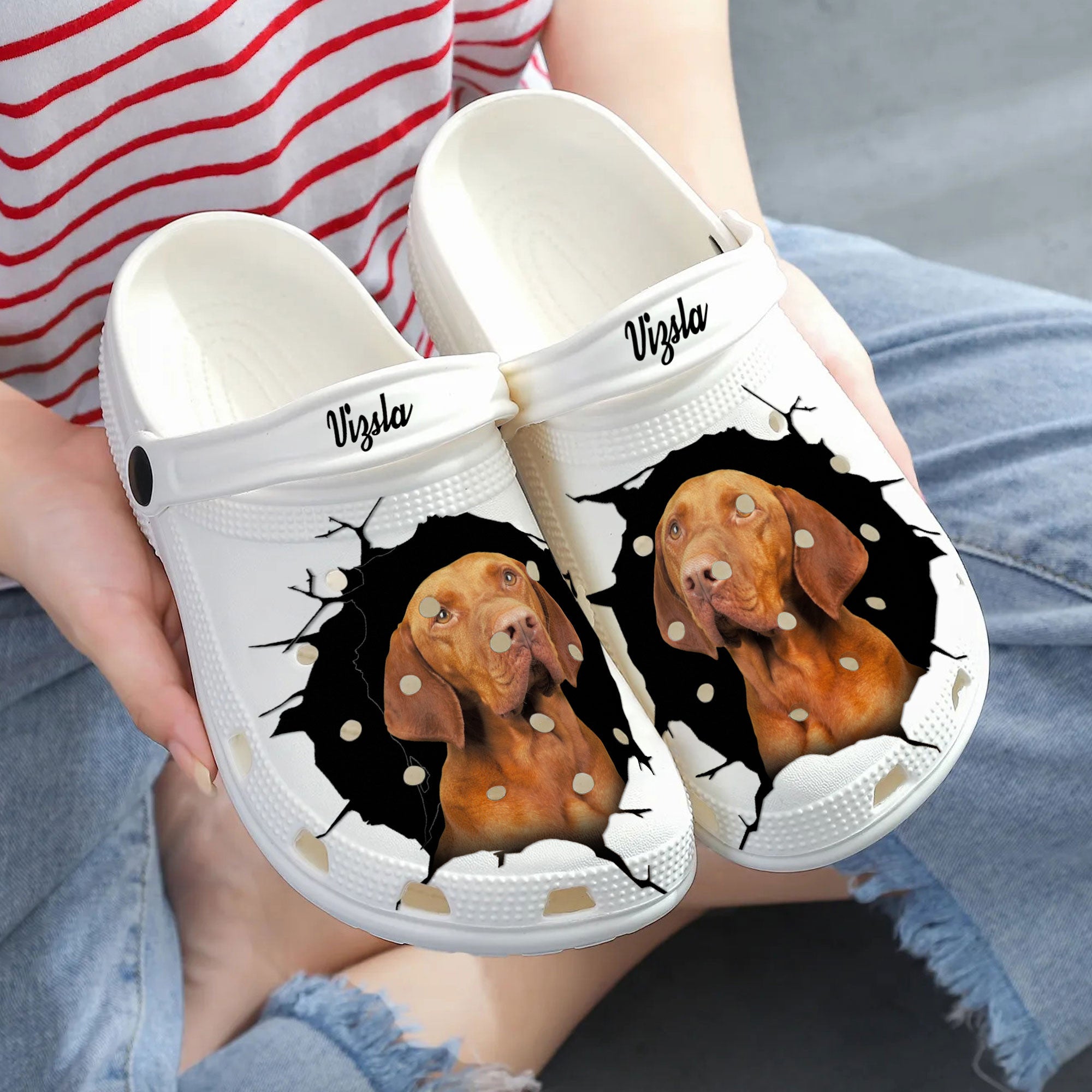 Vizsla - 3D Graphic Custom Name Crocs Shoes