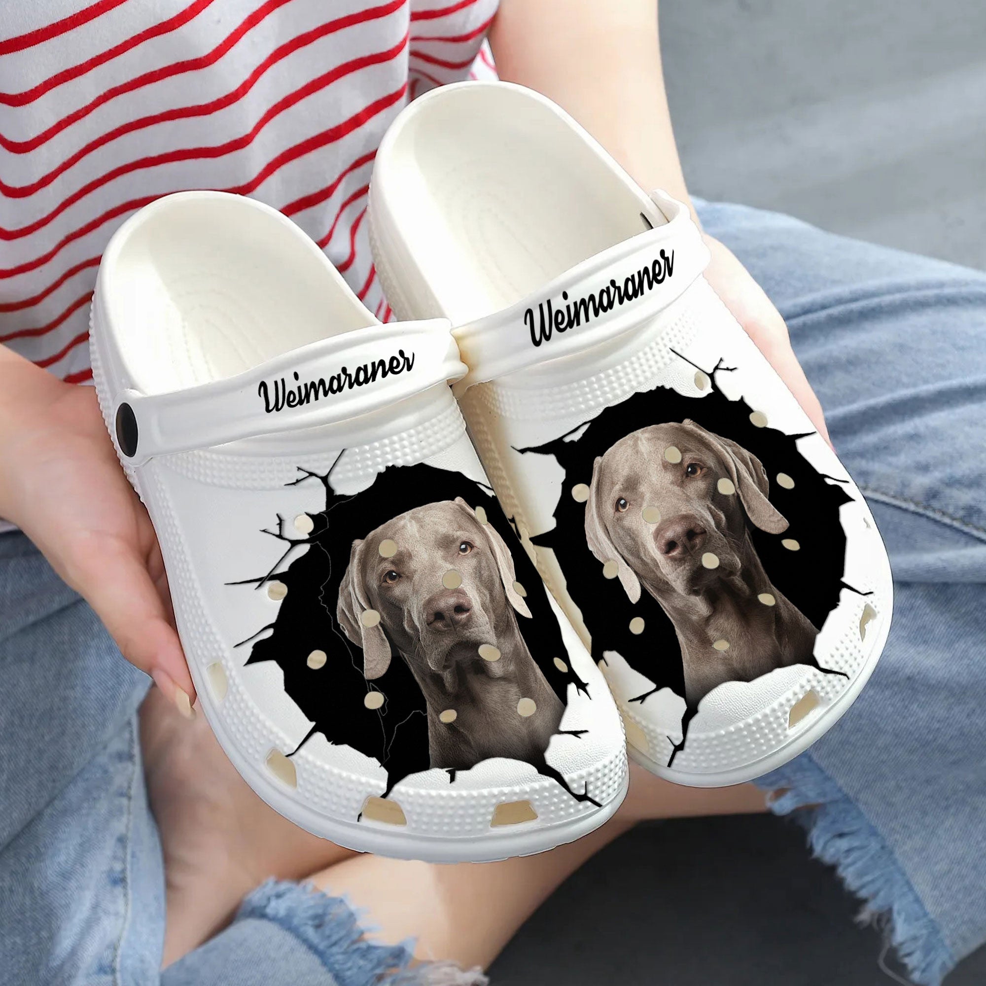Weimaraner - 3D Graphic Custom Name Crocs Shoes