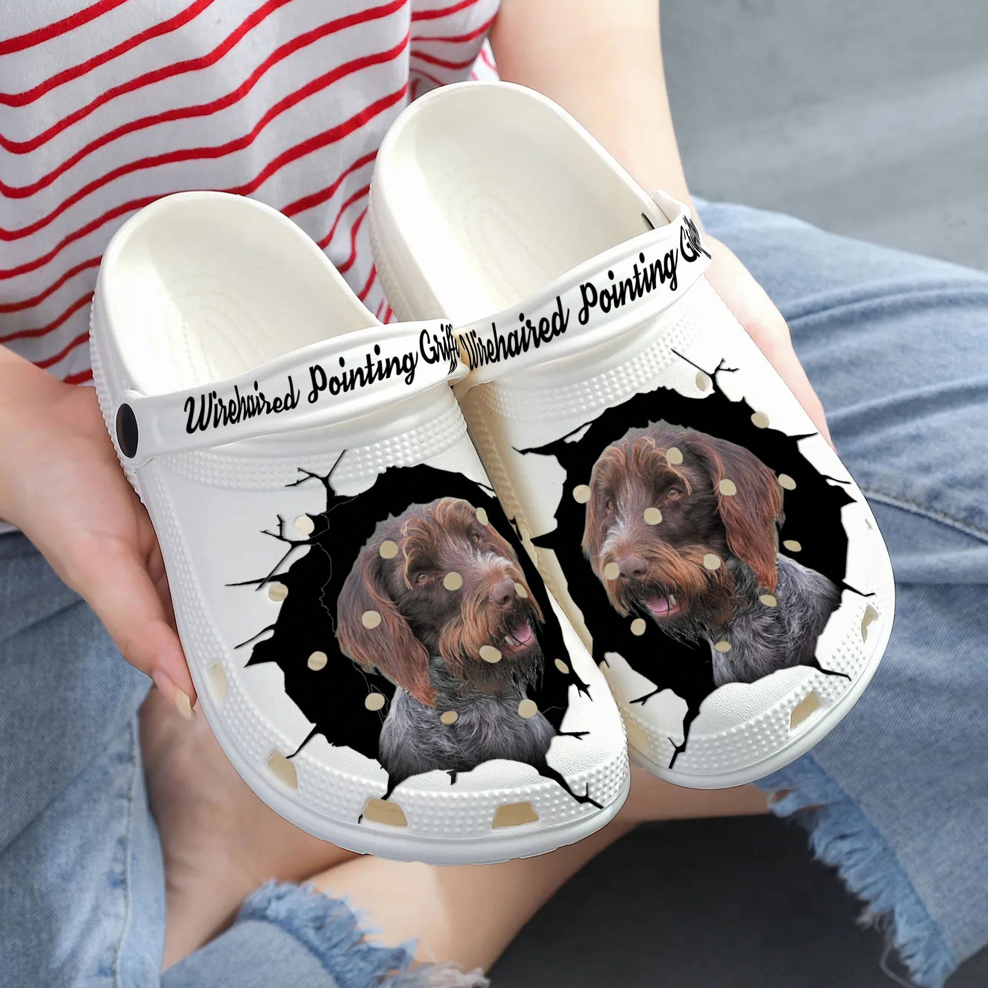 Wirehaired Pointing Griffon - 3D Graphic Custom Name Crocs Shoes