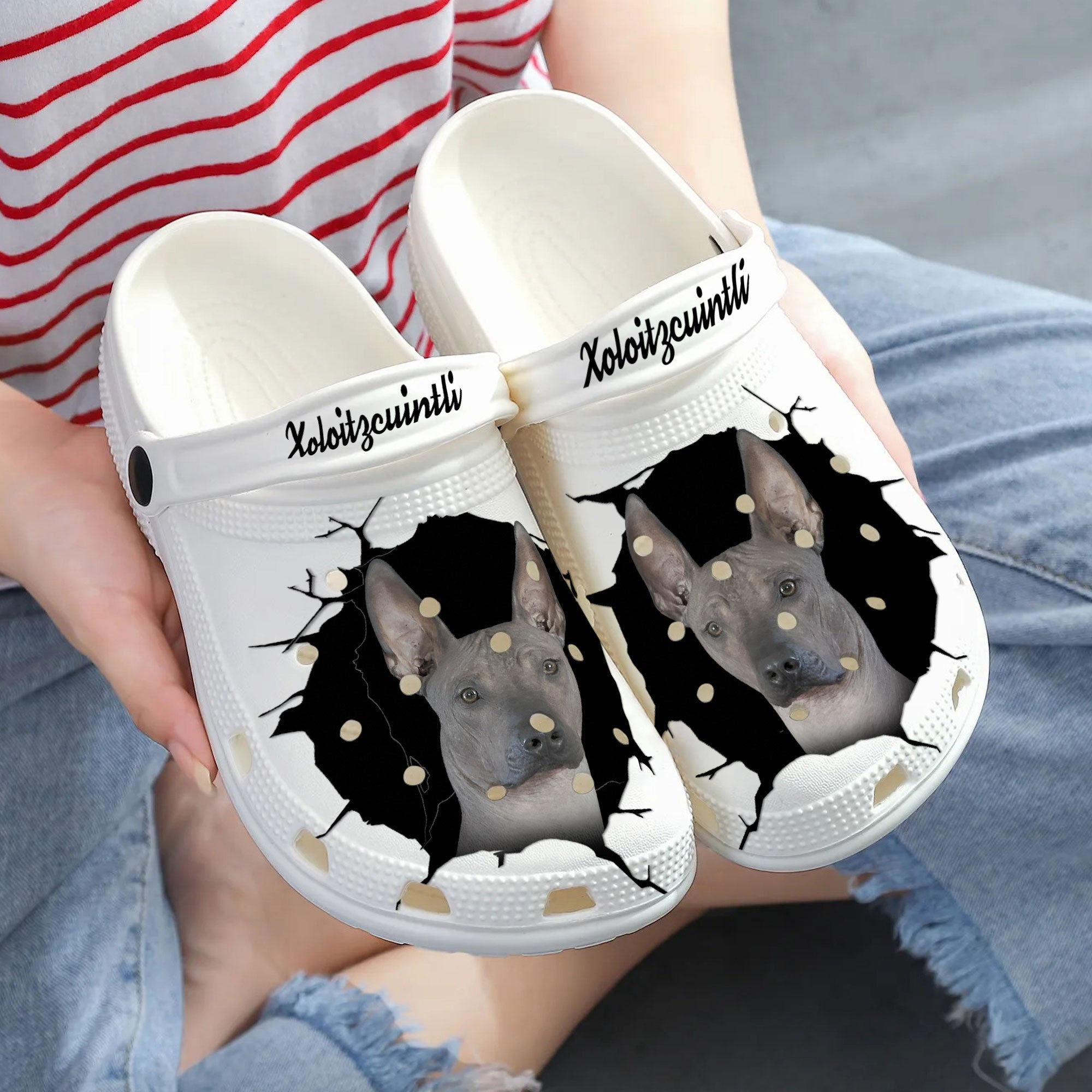 Xoloitzcuintli - 3D Graphic Custom Name Crocs Shoes