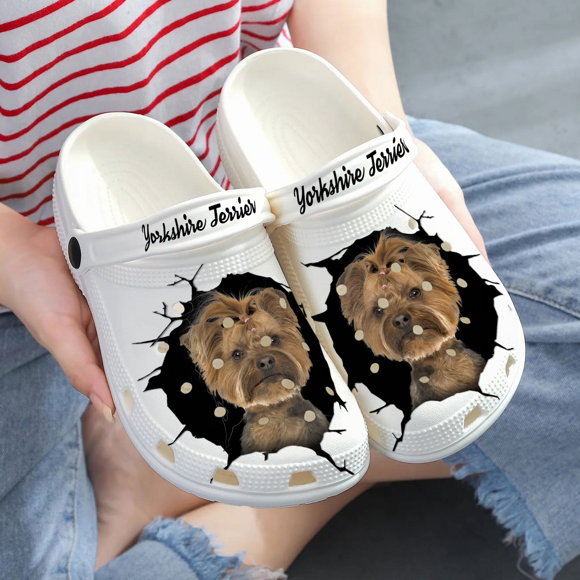 Yorkshire Terrier - 3D Graphic Custom Name Crocs Shoes