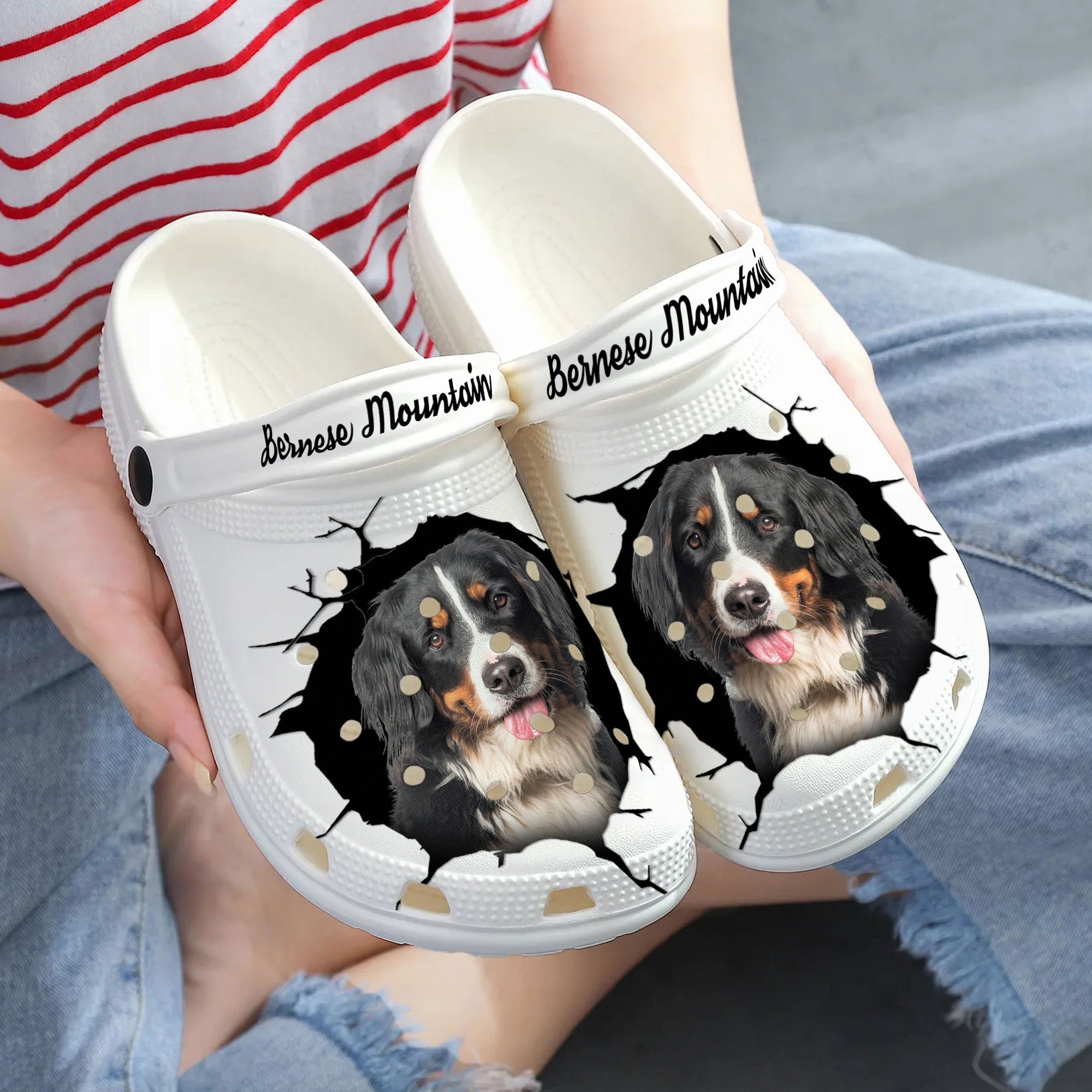 Bernese Mountain - 3D Graphic Custom Name Crocs Shoes