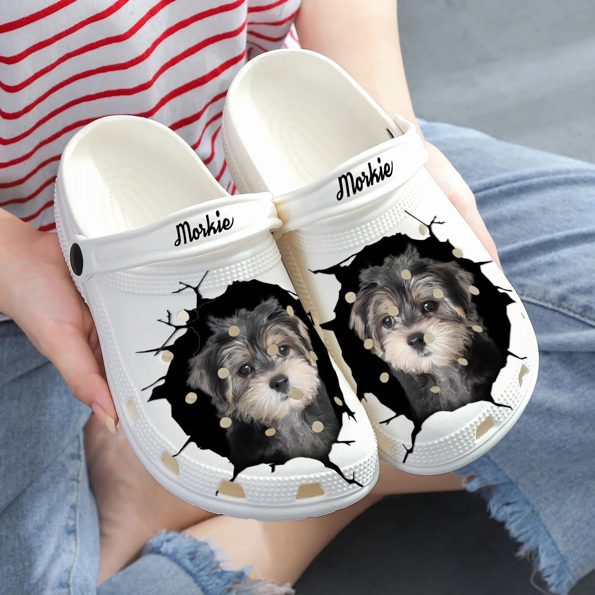 Morkie - 3D Graphic Custom Name Crocs Shoes