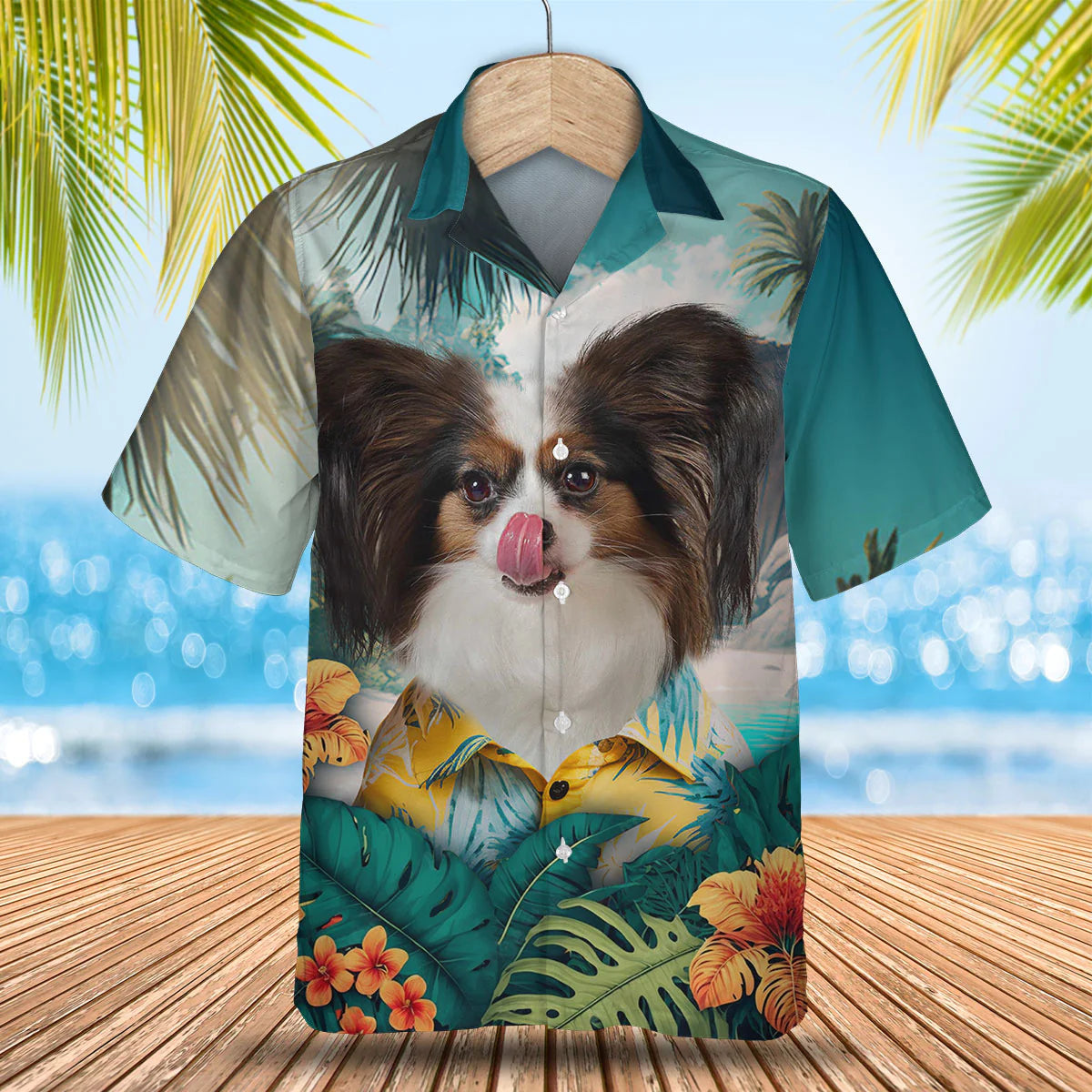 Papillon Dog - 3D Tropical Hawaiian Shirt
