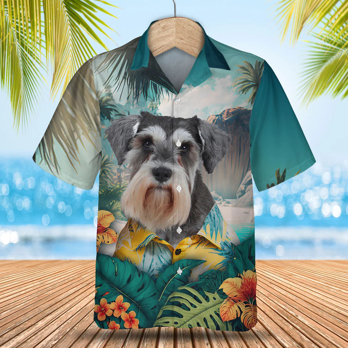 Miniature Schnauzer - 3D Tropical Hawaiian Shirt