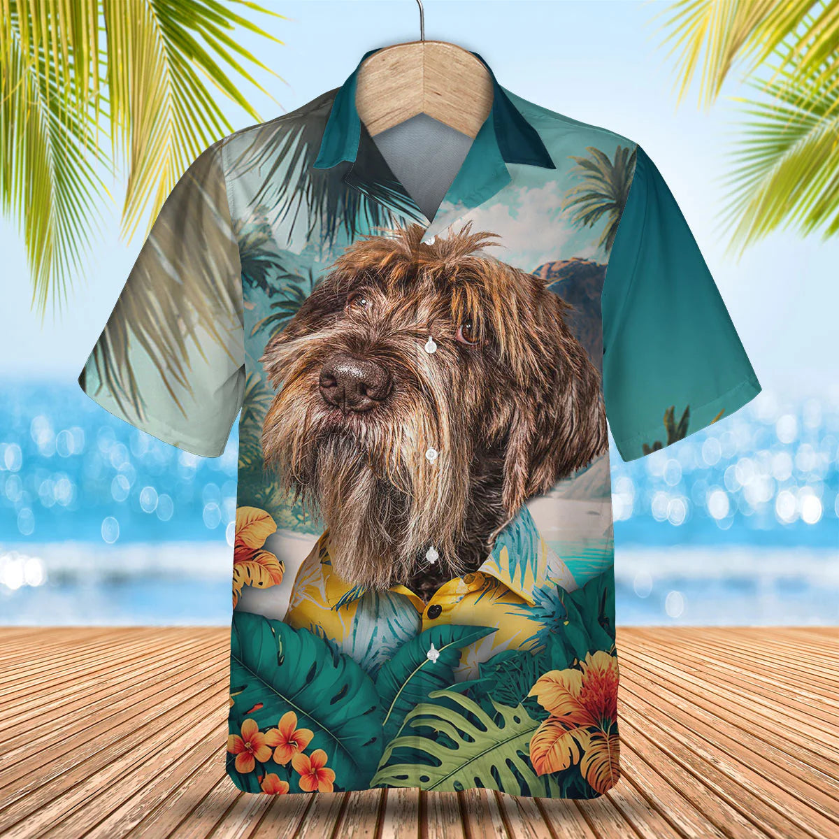 Wirehaired Pointing Griffon - 3D Tropical Hawaiian Shirt