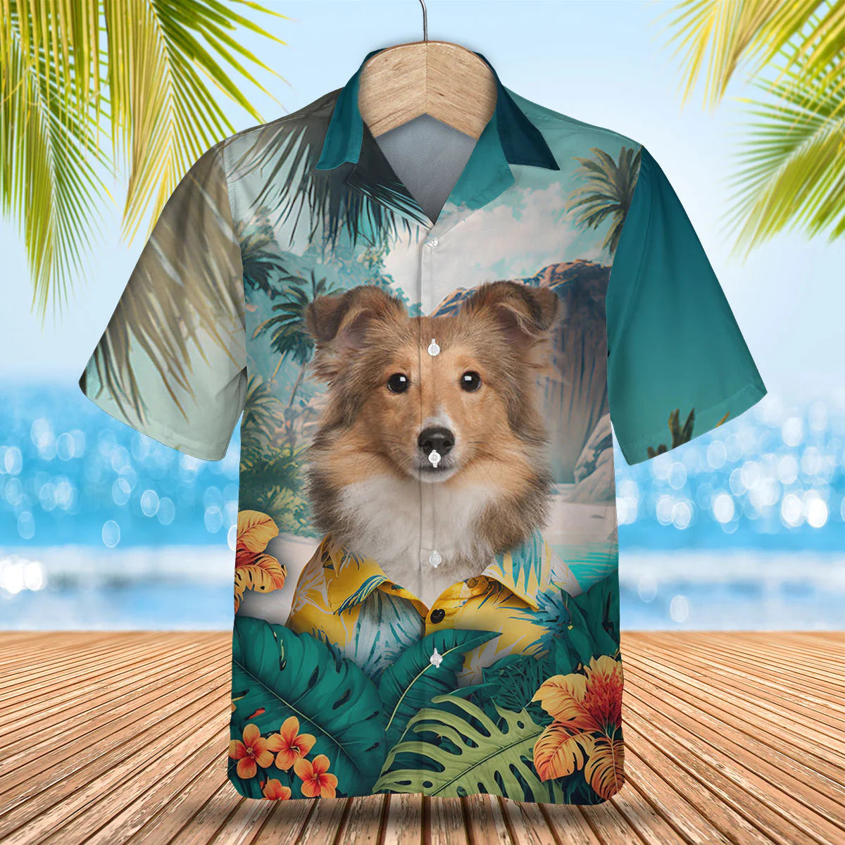 Shetland Sheepdog - 3D Tropical Hawaiian Shirt