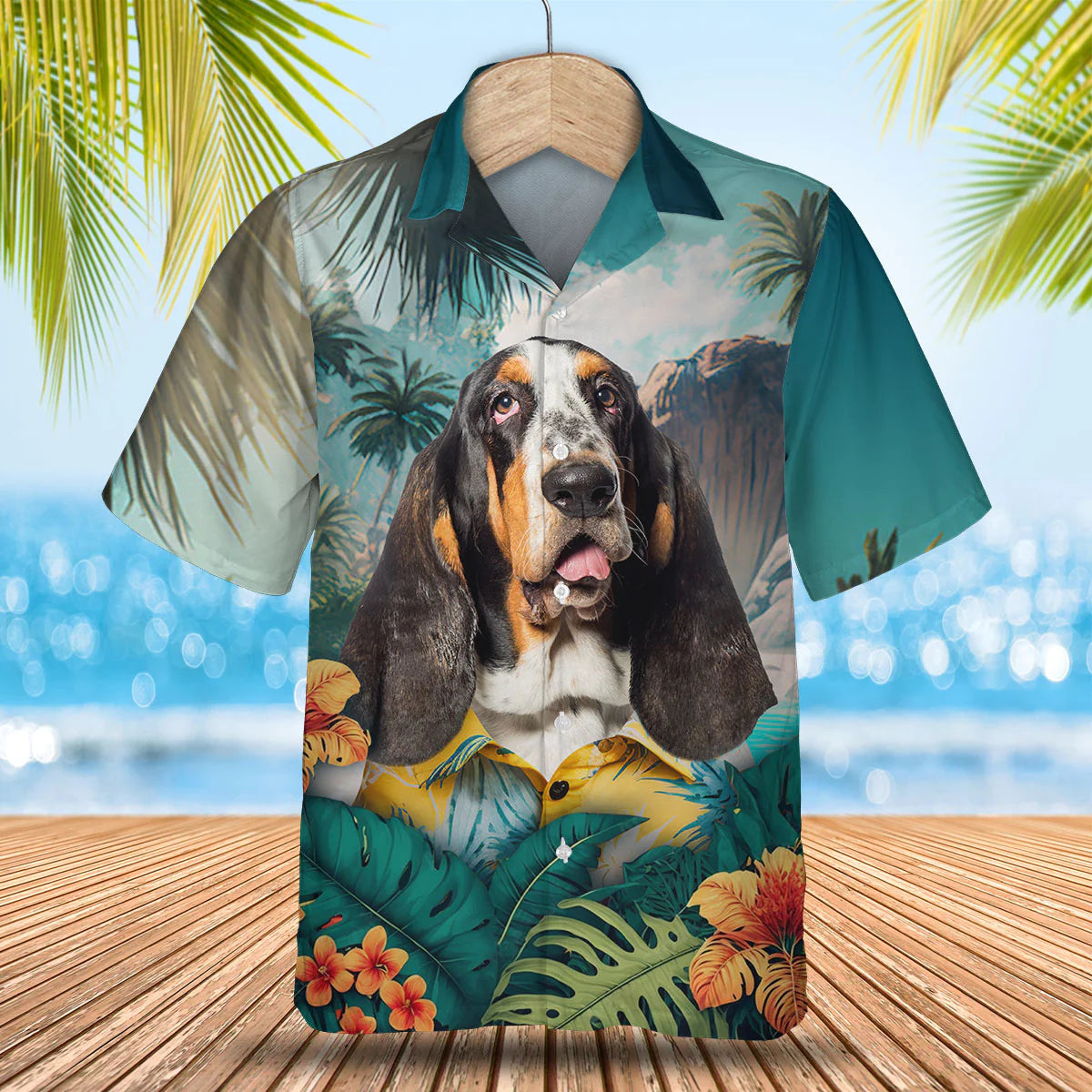 Basset Hound - 3D Tropical Hawaiian Shirt