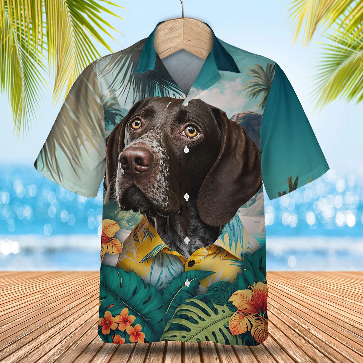 German Shorthaired Pointer - 3D Tropical Hawaiian Shirt