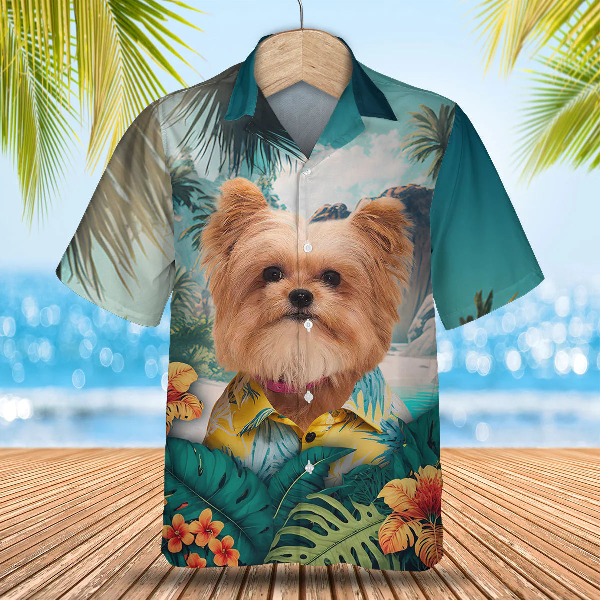 Yorkie Pom - 3D Tropical Hawaiian Shirt