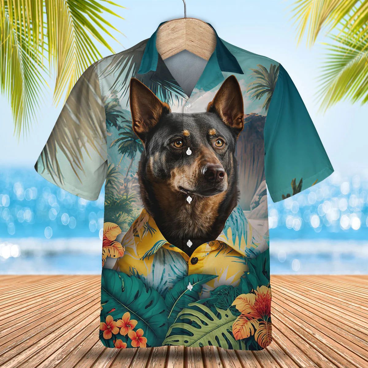 Australian Kelpie 1 AI - 3D Tropical Hawaiian Shirt