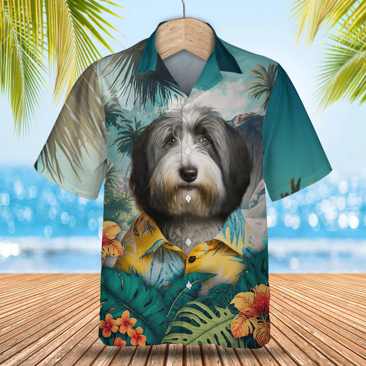 Bearded Collie AI - 3D Tropical Hawaiian Shirt