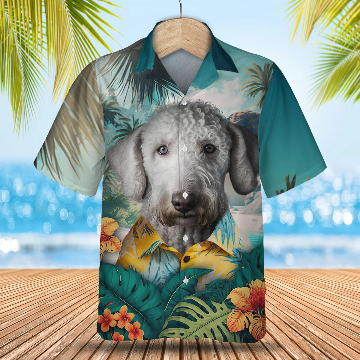 Bedlington Terrier AI - 3D Tropical Hawaiian Shirt