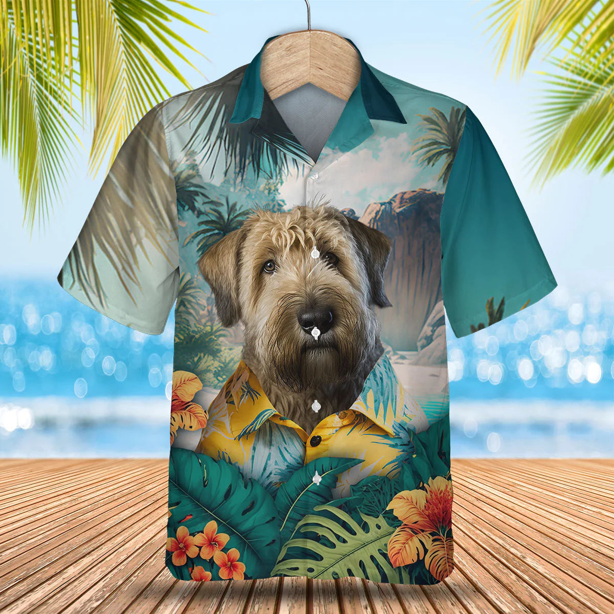 Soft-coated Wheaten Terrier - 3D Tropical Hawaiian Shirt