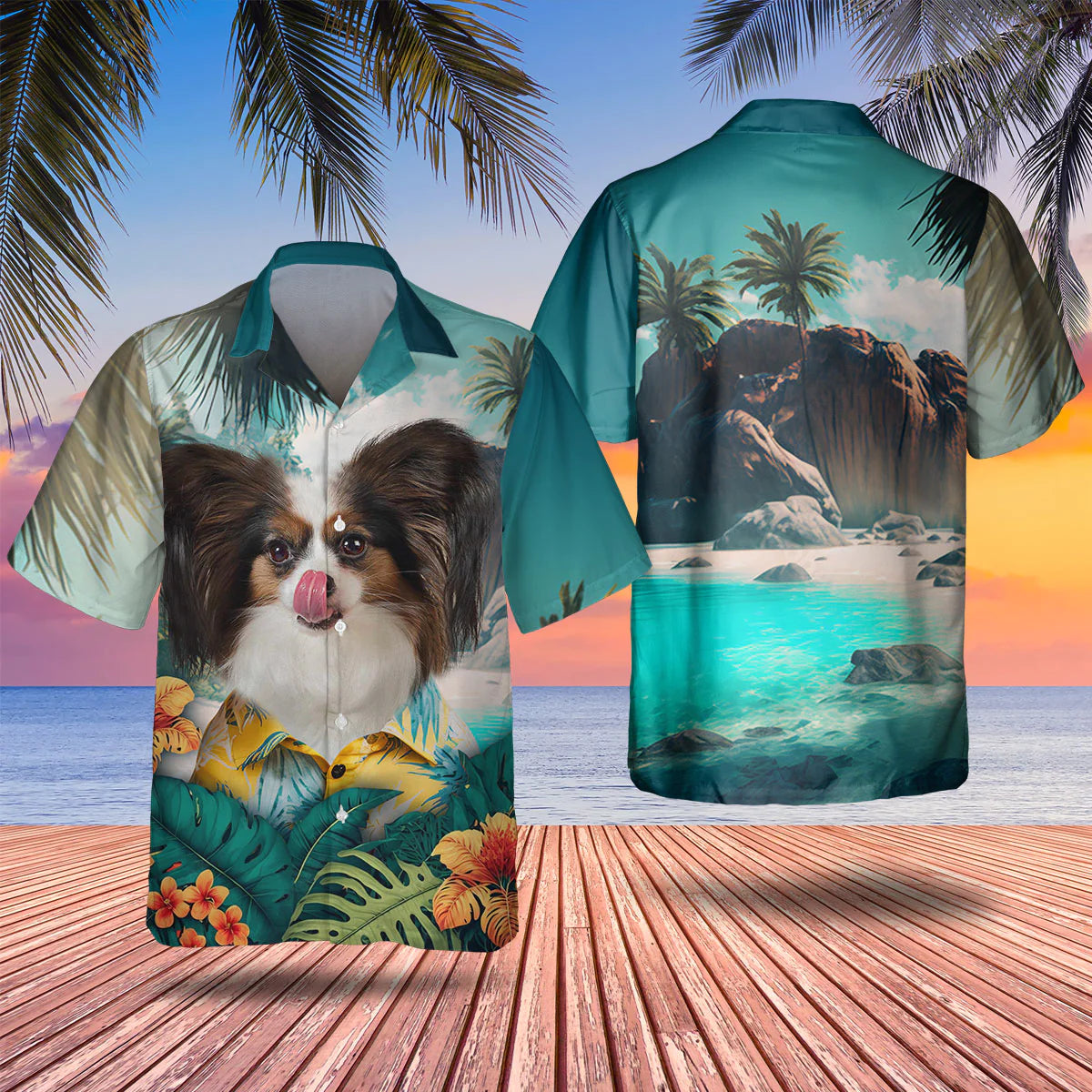 Papillon Dog - 3D Tropical Hawaiian Shirt