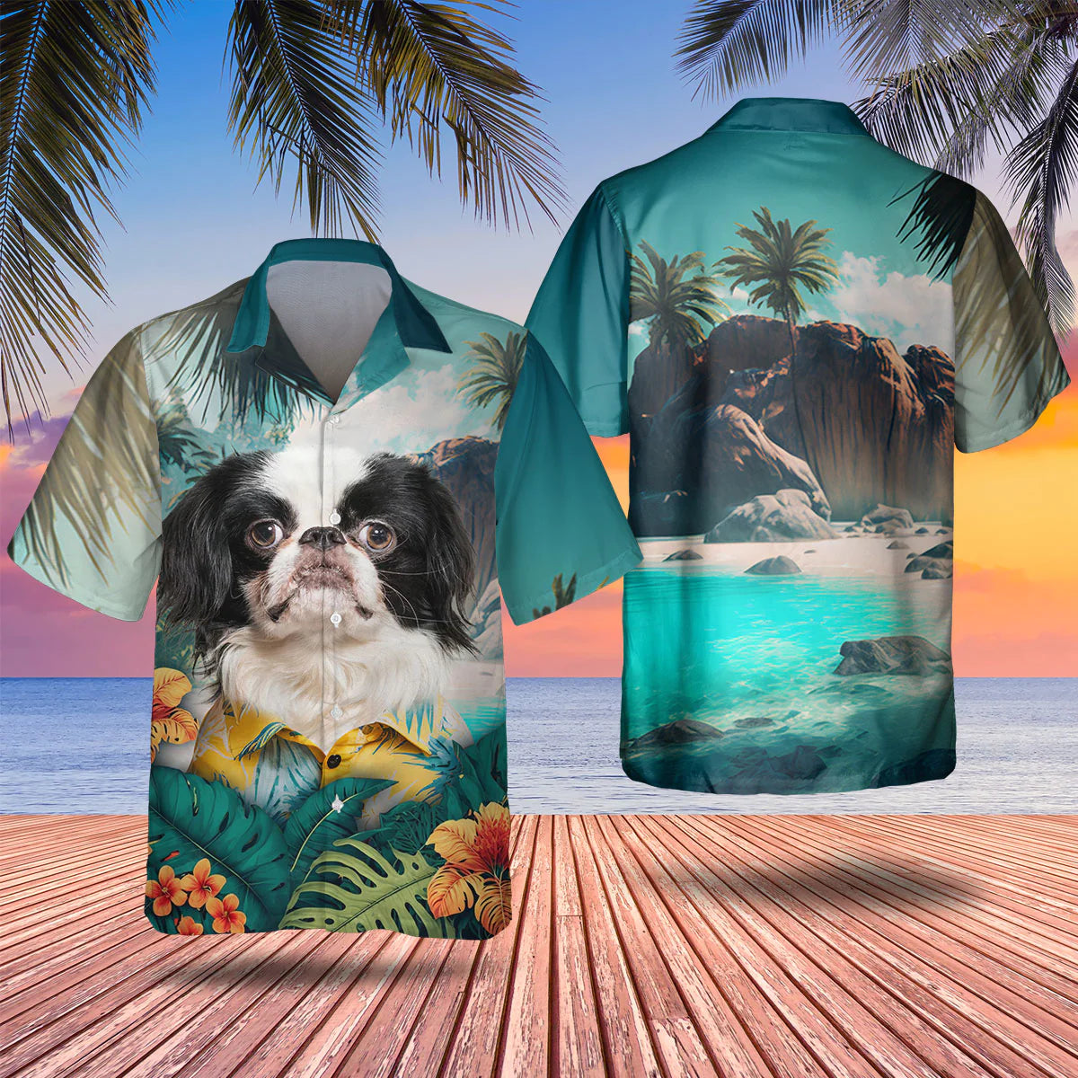 Japanese Chin - 3D Tropical Hawaiian Shirt