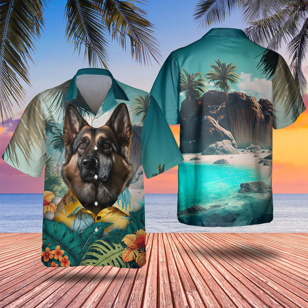 German Shepherd - 3D Tropical Hawaiian Shirt
