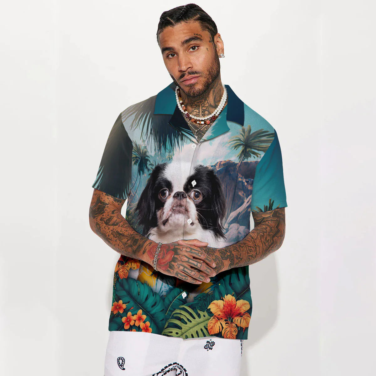 Japanese Chin - 3D Tropical Hawaiian Shirt