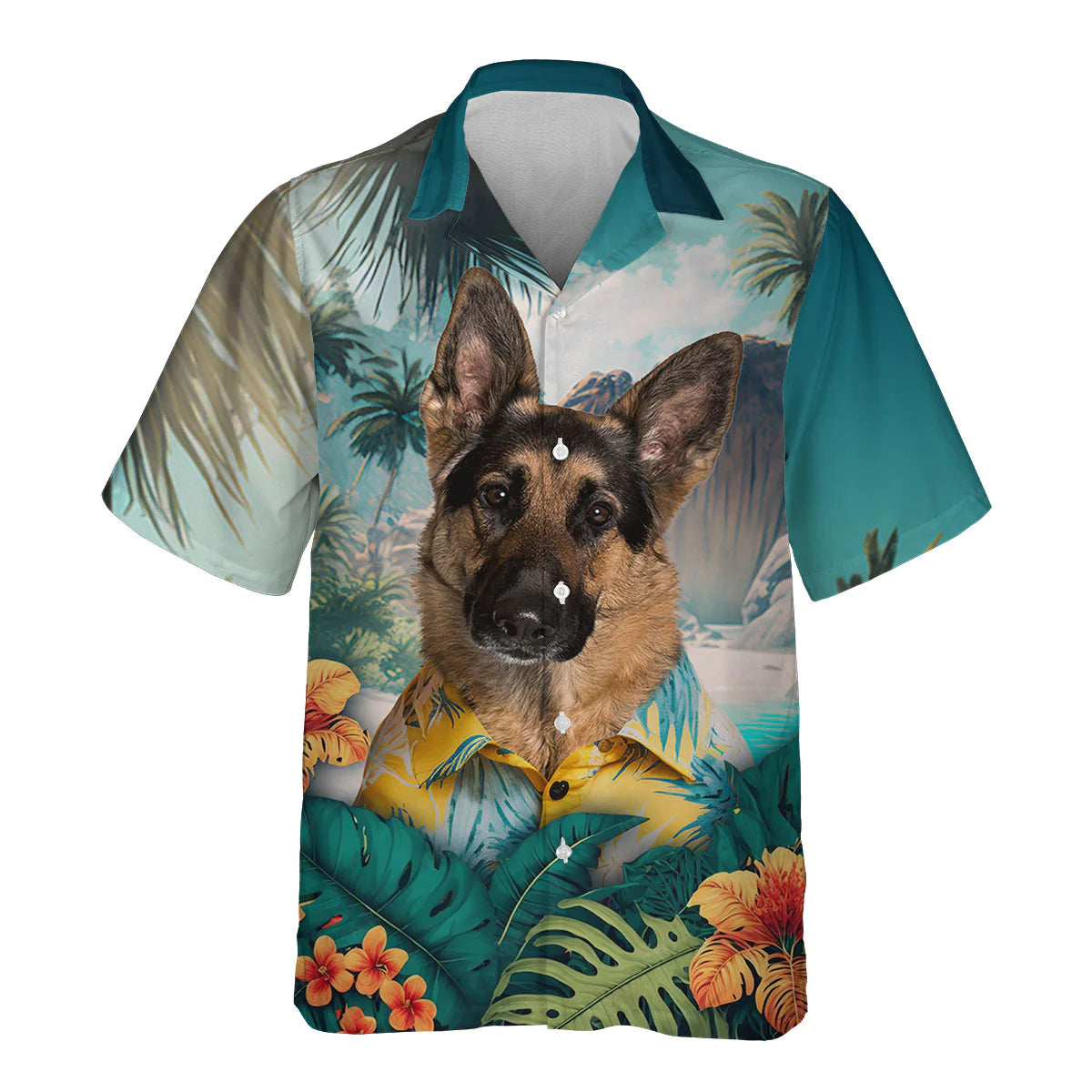 German Shepherd Dog - 3D Tropical Hawaiian Shirt