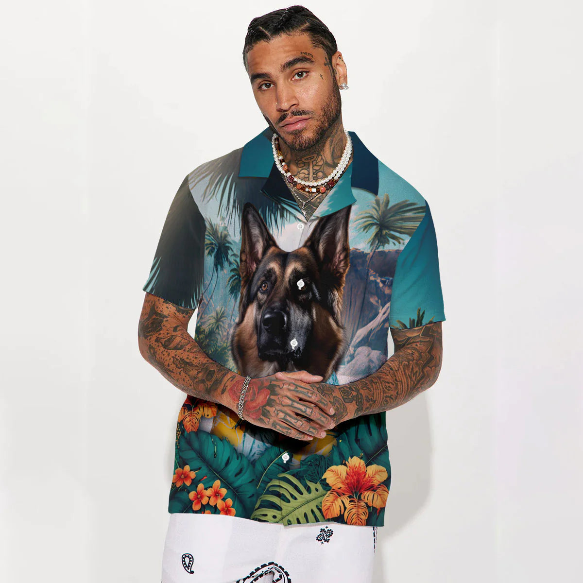 German Shepherd - 3D Tropical Hawaiian Shirt