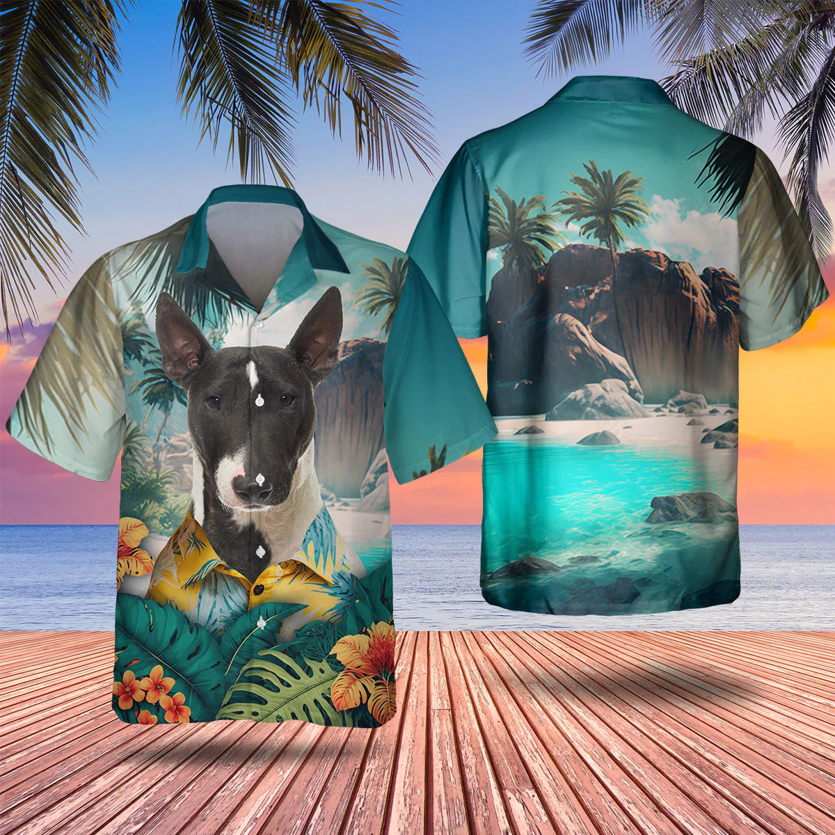 Bull Terrier - 3D Tropical Hawaiian Shirt