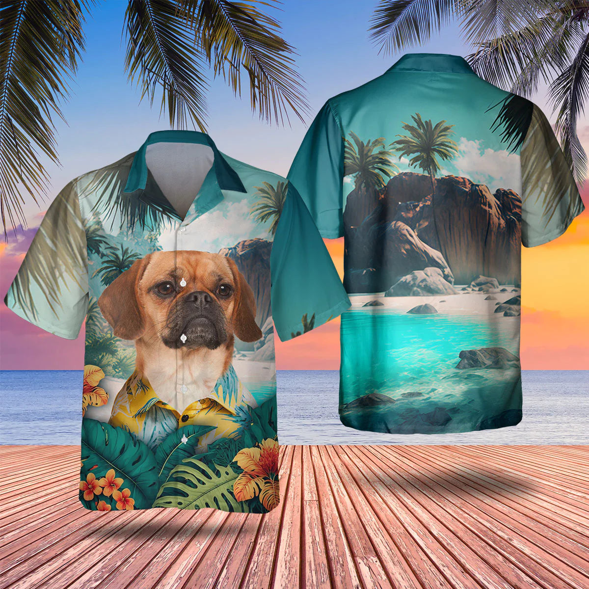 Puggle - 3D Tropical Hawaiian Shirt